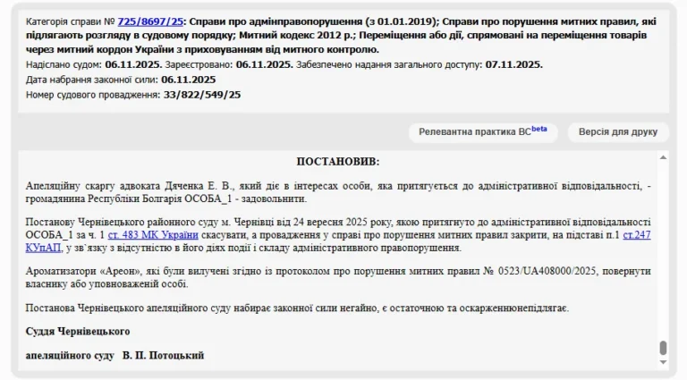 Про закриття провадження у справі про порушення митних правил