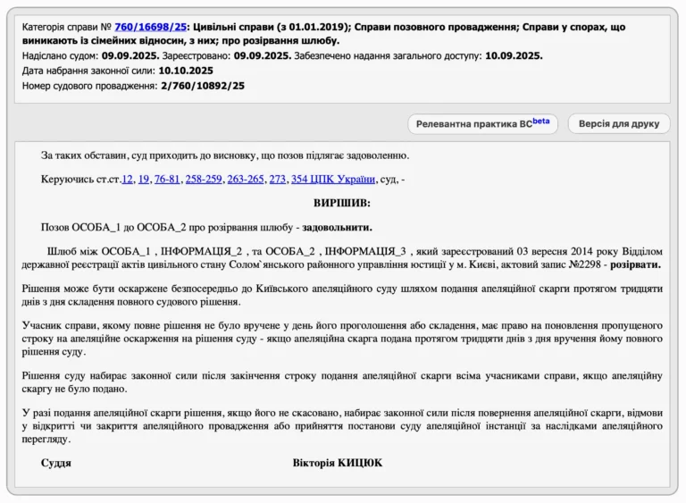 Про розірвання шлюбу